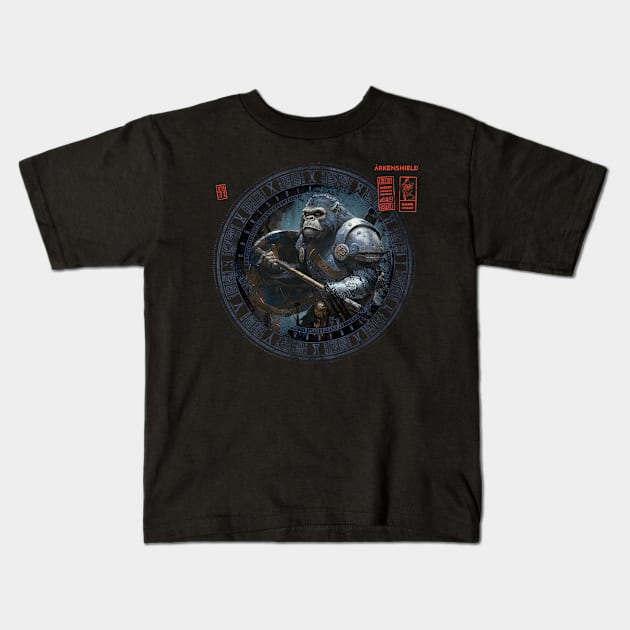 Boardgame Shirt, Arkenshield, "Angry Monkey Axeman", Game Champ Kids T-Shirt by Adam Brooq